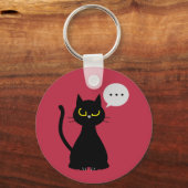 今日じゃない！黒おもしろい猫キーリング キーホルダー (正面)