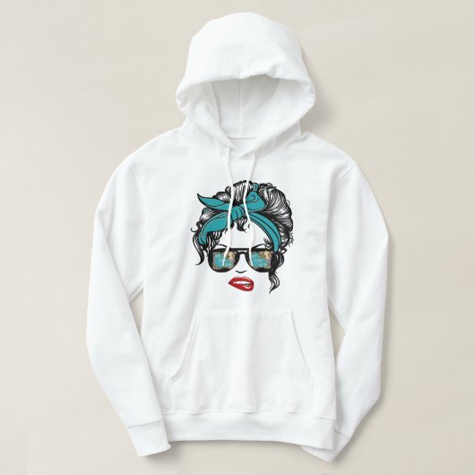 今日でおもしろいはHeifer Messy Bun Mom Glasses Farme パーカ (デザイン正面)