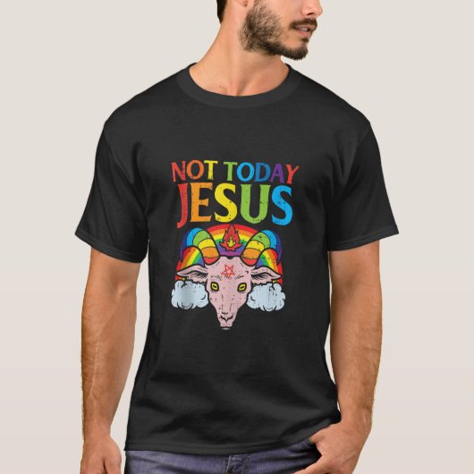 今日ではないイエスサタン山羊サタン虹サタニス Tシャツ (正面)