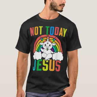 今日ではないイエス・ユニコーンサタンヤギのサタンの虹 Tシャツ