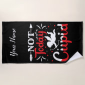 今日ではないカピッおもしろいドのバレンタインデー ビーチタオル (正面)