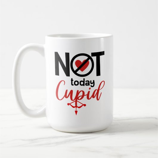 今日ではないキューピッドアンチ – バレンタイン赤いハート弓矢 コーヒーマグカップ (左)