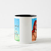 今日に感謝 – おもしろいとやる気を起こさせる引用文 ツートーンマグカップ (中央)