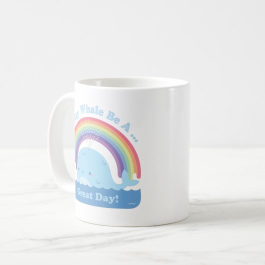 今日のクジラは素晴らし1日で、可愛い前向き雰囲気 コーヒーマグカップ (正面左)