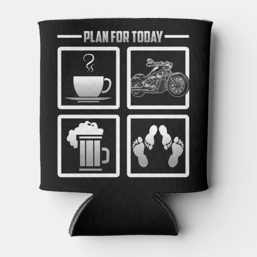 今日のクラシックバイクもしくは自転車に乗る人のためのオートバイのコーヒープラン 缶クーラー (正面)