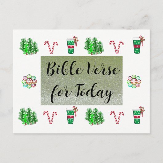 今日のクリスマス聖書の聖句フェイクグリッターはがき シーズンポストカード (正面)