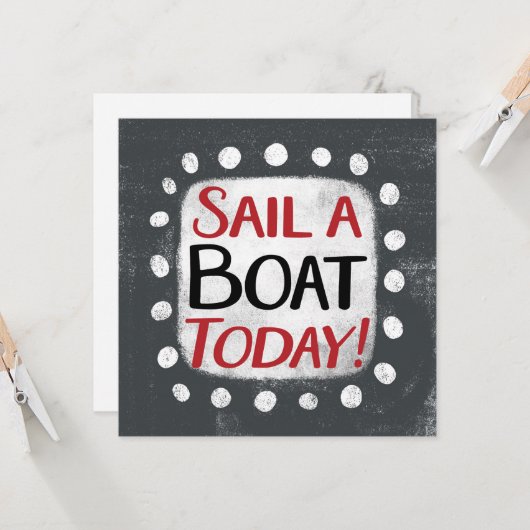 今日のグリーティングカードでボートを航行する カード (正面/裏面インサイチュ)