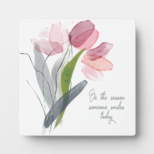 今日のスマイルがピンクの花を咲かせる フォトプラーク (正面)