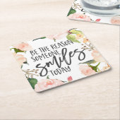 今日のスマイル引用文 スクエアペーパーコースター (アングル)