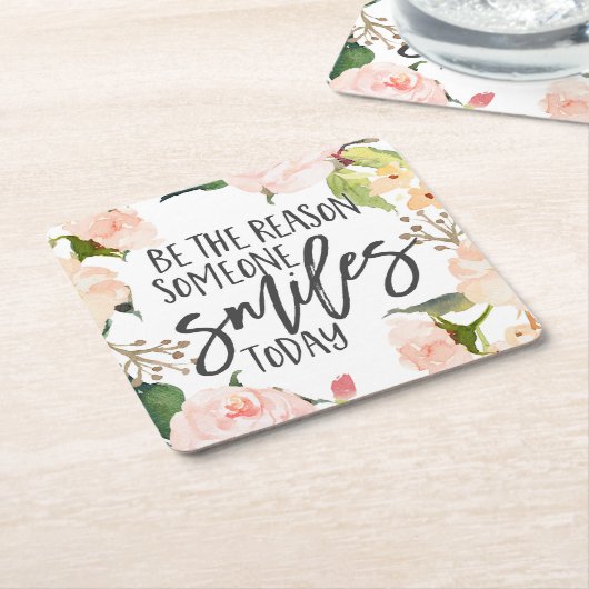 今日のスマイル引用文 スクエアペーパーコースター (アングル)