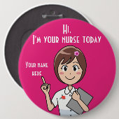 今日のナース3,6インチ丸ボタン 缶バッジ (正面&裏面)