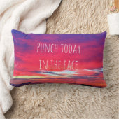 今日のパンチ顔引用文ホットピンクサンセットフォト ランバークッション (ブランケット)