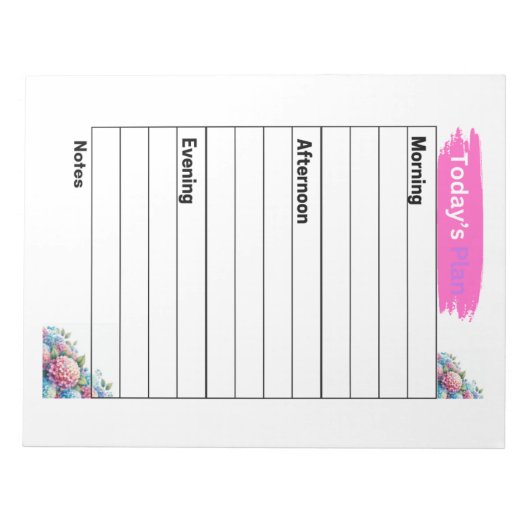 今日のプランはピンクアジサイのページ ノートパッド (正面)