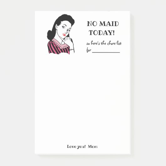 今日のメイド家族の雑用リストなし ポストイット (正面)