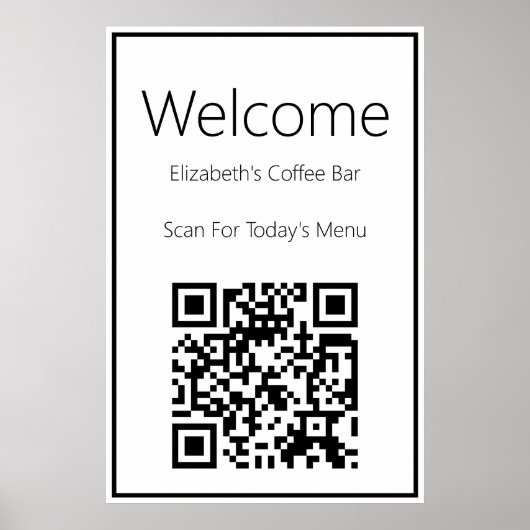 今日のメニューテンプレートのQRコードへようこそ ポスター (正面)