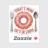 今日のメニュー：食べItまたはStarve - おもしろい Pink Donut シール (シート)