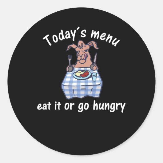 今日のメニュ食べーお昼ご婦人にお腹を空けて ラウンドシール (正面)