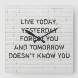 今日のライブ、やる気を起こさせる引用文 スクエア壁時計