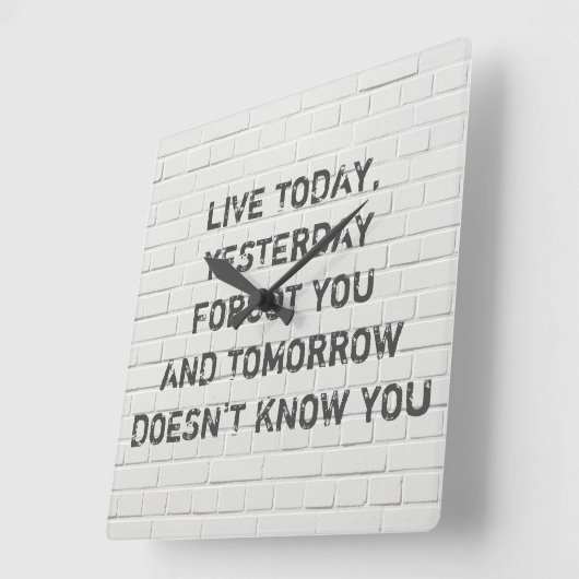 今日のライブ、やる気を起こさせる引用文 スクエア壁時計 (傾斜)