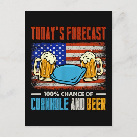 今日の予報 コーンホールとビール インビテーションポストカード (正面)