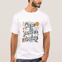今日の力は思いやり レトロな太陽のデザイン Tシャツ
