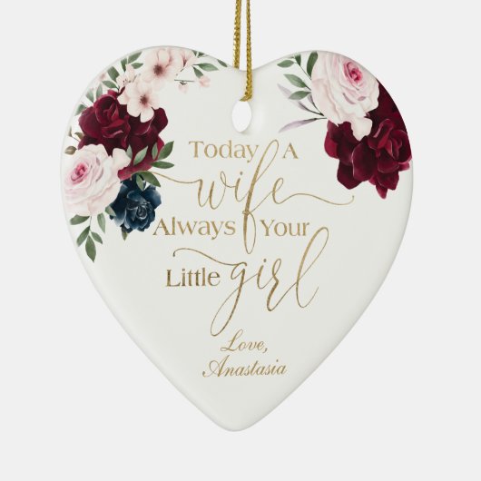 今日の妻、常にあなたの小さな女の子バラ写真 セラミックオーナメント (右)