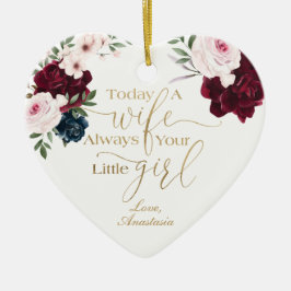 今日の妻、常にあなたの小さな女の子バラ写真 セラミックオーナメント