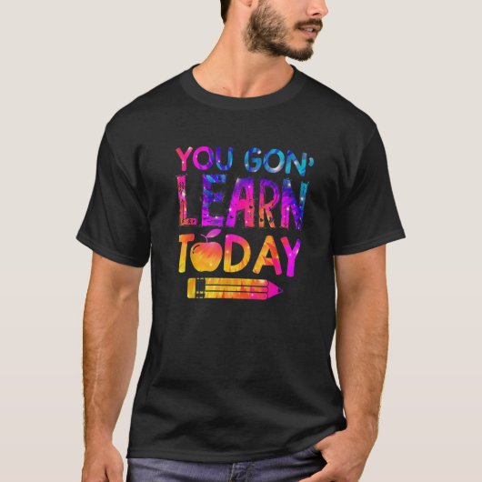 今日の学先生おもしろい絞り染めの戻る Tシャツ (正面)