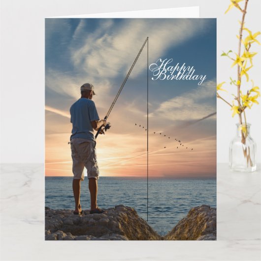 今日の幸せな魚釣り カード (黄色い花)