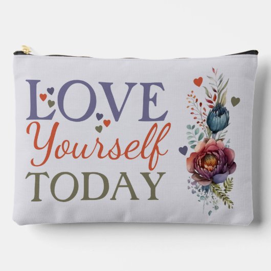 今日の愛の追加イニシャルフローラ化粧品 アクセサリーポーチ (正面)