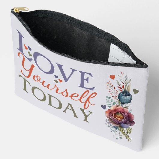 今日の愛の追加イニシャルフローラ化粧品 アクセサリーポーチ (見開き)