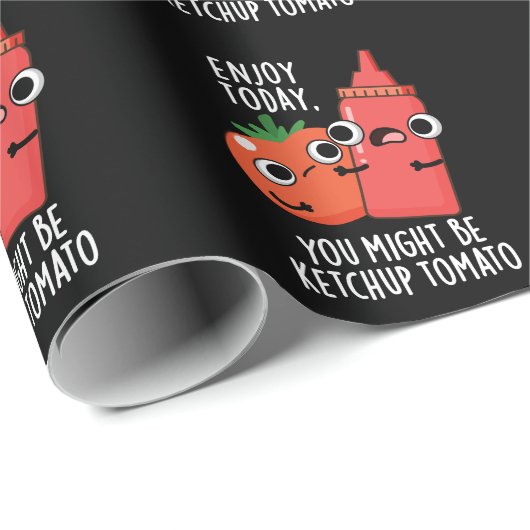 今日の楽しむケチャップトマトフードパおもしろいンダークBG ラッピングペーパー (ロールコーナー)