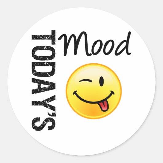 今日の気分の絵文字よくはしゃぐ ラウンドシール (正面)