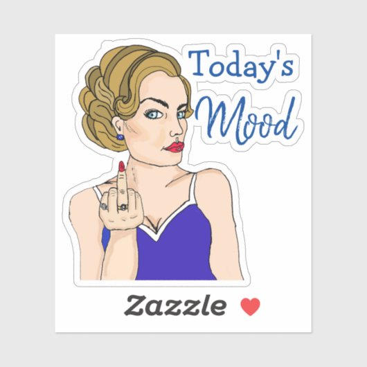 今日の気分、レトロの女性が鳥をフリップ シール (シート)