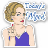 今日の気分、レトロの女性が鳥をフリップ シール (正面)