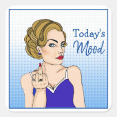 今日の気分、レトロの女性が鳥をフリップ スクエアシール (正面)