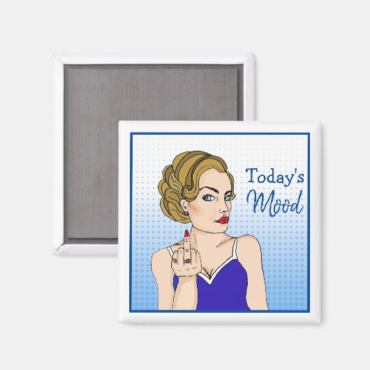 今日の気分、レトロの女性が鳥をフリップ マグネット (正面/裏面)