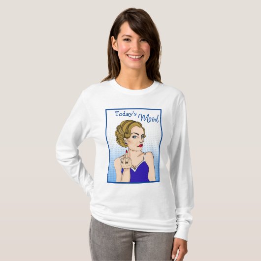 今日の気分、レトロの女性が鳥をフリップ Tシャツ (正面フル)