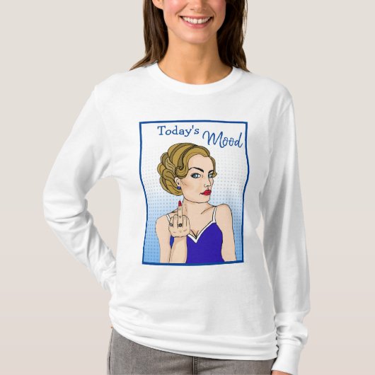 今日の気分、レトロの女性が鳥をフリップ Tシャツ (正面)