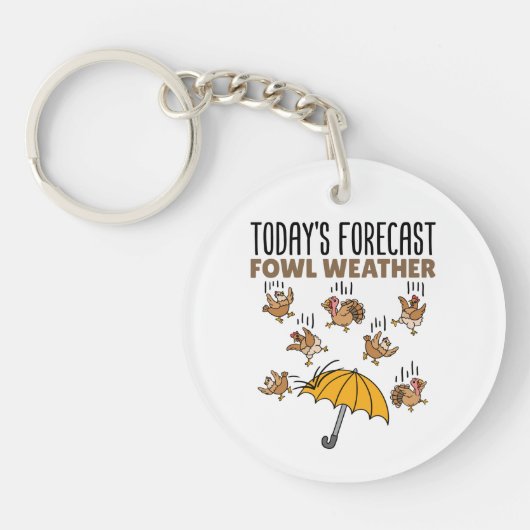 今日の気象予報鶏の天気 キーホルダー (正面)