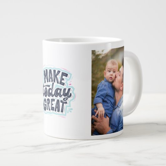 今日の父素晴らしの日を専門マグカップにする ジャンボコーヒーマグカップ (正面右)