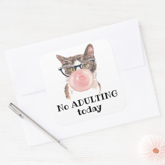 今日の猫の不倫おもしろい禁止 スクエアシール (封筒)