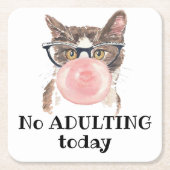 今日の猫の不倫おもしろい禁止 スクエアペーパーコースター (正面)