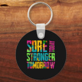 今日の痛み強い明日のやる気を起こさせるトレーニング キーホルダー (正面)
