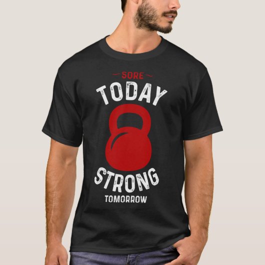 今日の痛み強い明日 – ジムフィットネストレーニング Tシャツ (正面)