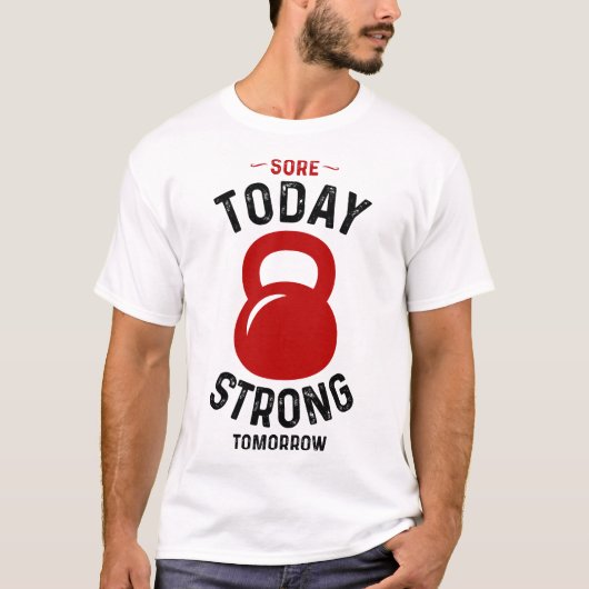 今日の痛み強い明日 – ジムフィットネストレーニング Tシャツ (正面)