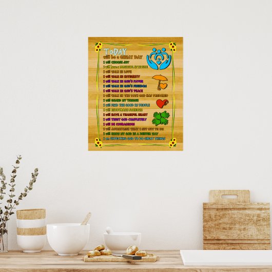 今日の社業は一日素晴らしだやる気を起こさせる ポスター (キッチン)