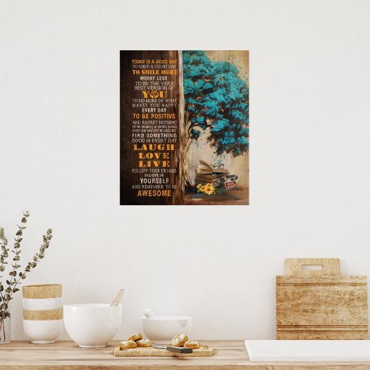 今日の社業は良い日だやる気を起こさせる ポスター (キッチン)