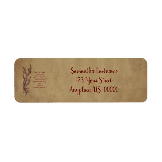 今日の祈りの言葉アドレス感動的のみ ラベル (正面)