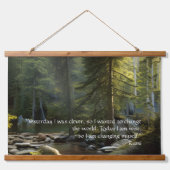 今日の私は賢い引用文自然風景 吊り下げ型タペストリー (正面)